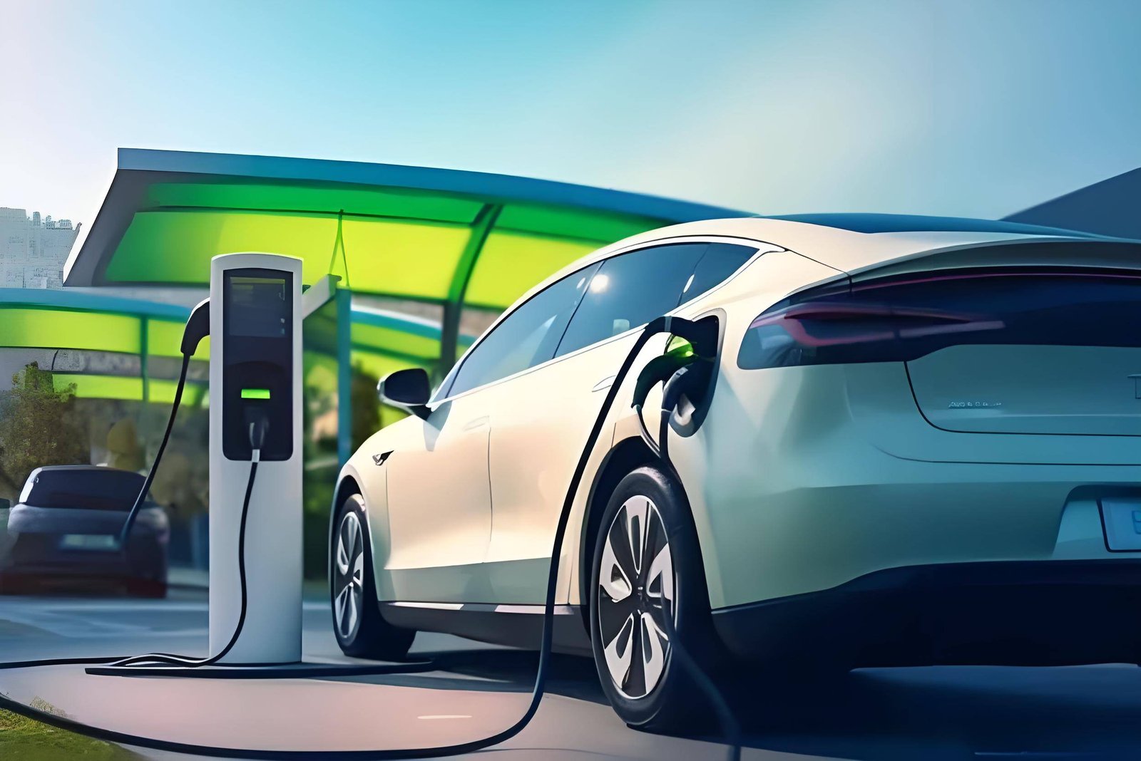 Estación de carga eléctrica con dos supercargadores de 60 kw