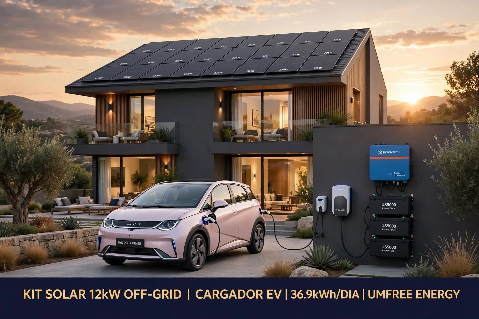 Kit Solar autónomo 12kW Off-Grid para Cargador EV - 36.9kWh/día - Imagen 3